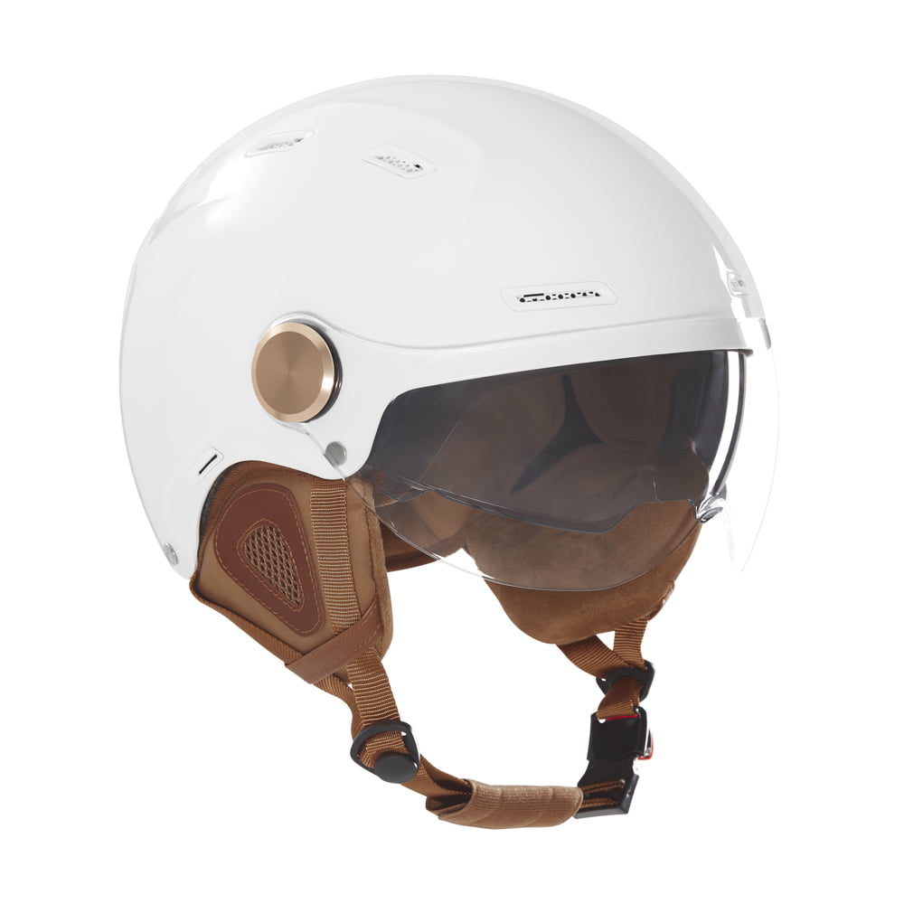 Casque-Velo-avec-visiere blanc brillant e bike